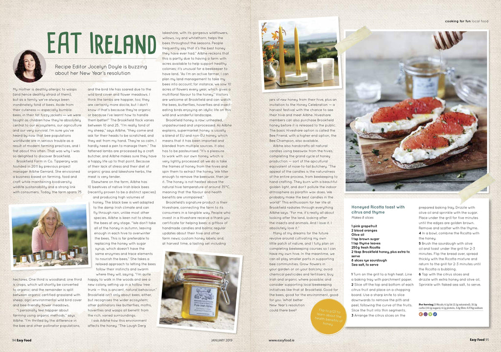 Easy Food article - Eat Ireland featuring Brookfield Farm raw honey-Brookfield Farm