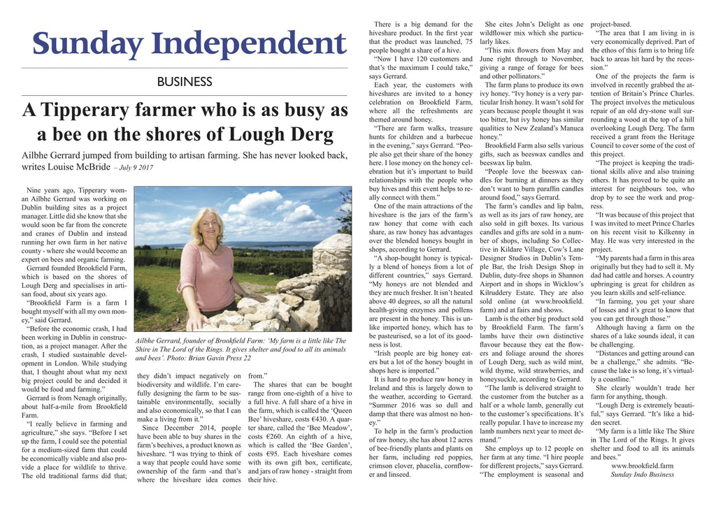 Sunday Independent - A Tipperary farmer who is as busy as a bee on the shores of Lough Derg-Brookfield Farm