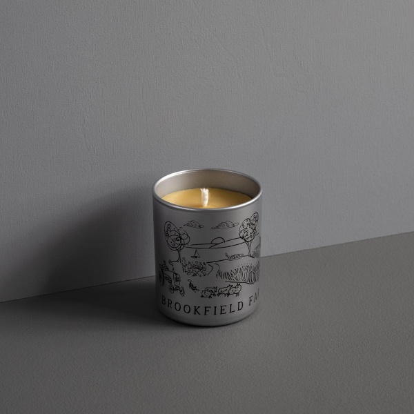 Handpoured Beeswax Candle in Printed Glass - Brookfield Farm