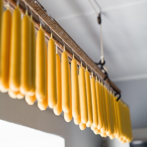 Pair of Hand Dipped 100% Beeswax Taper Dinner Candles - Brookfield Farm